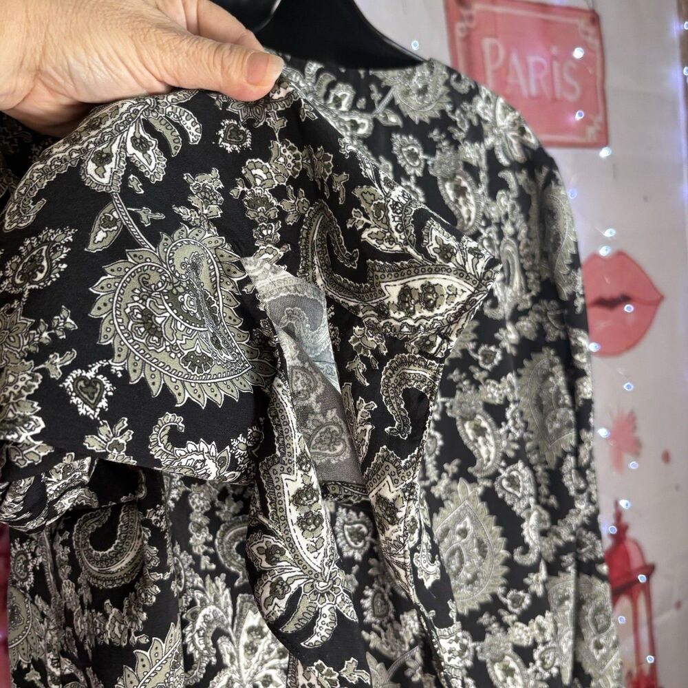 New Michael Kors Blouse  ABSTRACT ARTISIAN GRAPHITE TAILORED FIT SZ L - Picture 8 of 16